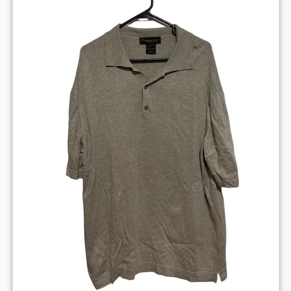 Principe Gray Short Sleeve Cotton Blend Shirt Size Large